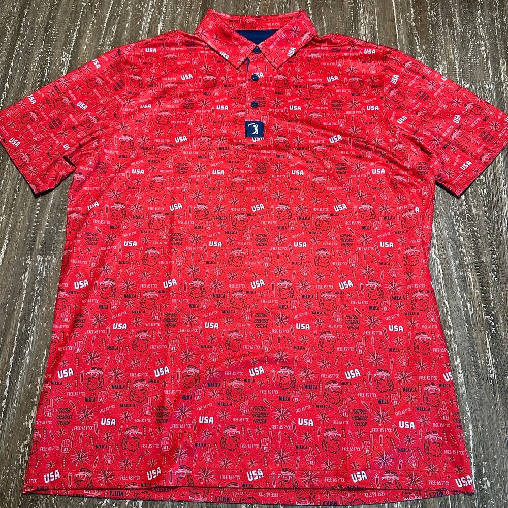 Bogey Bros America 4th of July Freedom Independence Golf Polo Red Men’s Size L